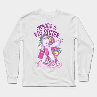 Unicorn Big Sister 2021 announcing pregnancy Long Sleeve T-Shirt